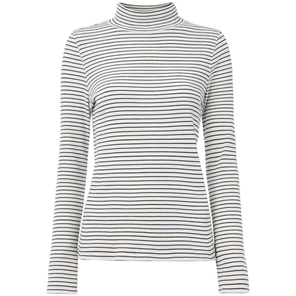 Whistles Ivory Stripe Rib Detail Polo